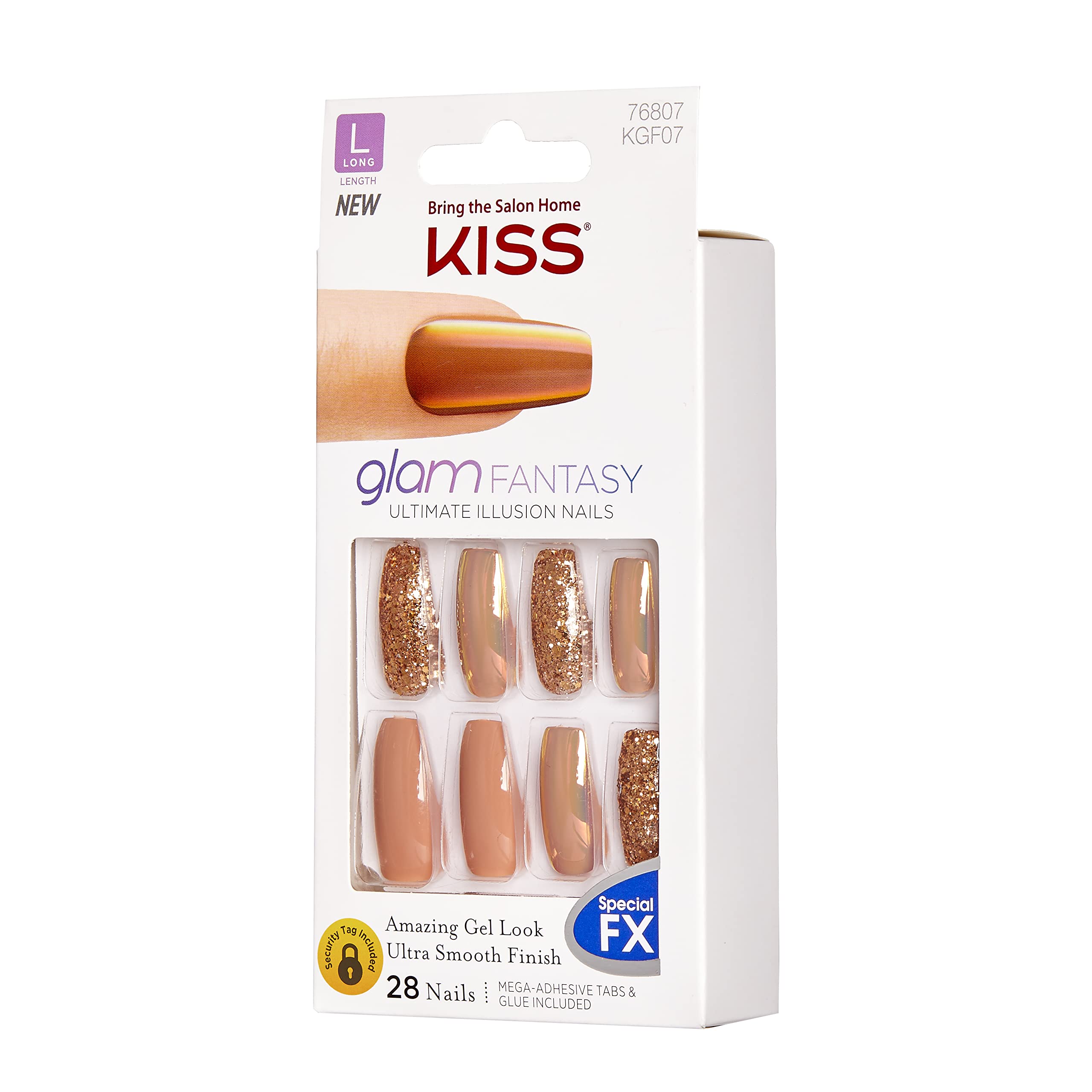 Kiss GLAM FANTASY NailsKGF07 (Don't Lose My Number) Long Length Design Nails w/Adhesive Tabs & Glue